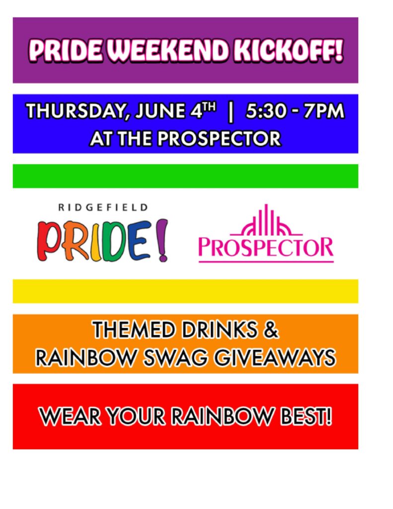 Pride Weekend Kickoff at the Prospector on Thursday, June 4 from 5:30-7pm
