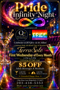 Pride Happy Hour at TerraSole in Ridgefield, 1st Wednesdays